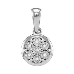 0.05 CTW Diamond Illusion-set Flower Cluster Pendant 10KT White Gold - REF-8X9Y