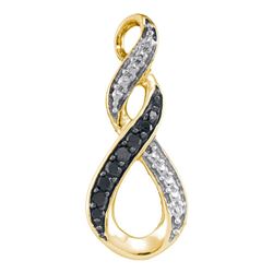 0.08 CTW Black Color Diamond Vertical Infinity Pendant 10KT Yellow Gold - REF-7X4Y