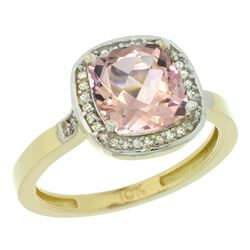 Natural 2.11 ctw Morganite & Diamond Engagement Ring 14K Yellow Gold - REF-54Y9X