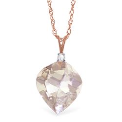 Genuine 12.85 ctw White Topaz & Diamond Necklace Jewelry 14KT Rose Gold - REF-31X4M