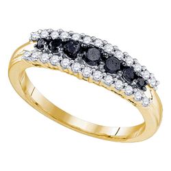 0.55 CTW Black Color Diamond Ring 10KT Yellow Gold - REF-30K2W