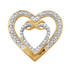 0.10 CTW Diamond Nested Double Heart Pendant 10KT Yellow Gold - REF-12H2M