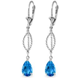 Genuine 3 ctw Blue Topaz Earrings Jewelry 14KT White Gold - REF-45A5K