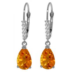 Genuine 3.15 ctw Citrine & Diamond Earrings Jewelry 14KT White Gold - REF-44K3V