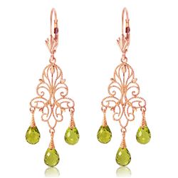 Genuine 3.75 ctw Peridot Earrings Jewelry 14KT Rose Gold - REF-46X7M