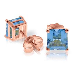 Genuine 1.75 ctw Blue Topaz Earrings Jewelry 14KT Rose Gold - REF-24V3W