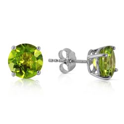 Genuine 3.1 ctw Peridot Earrings Jewelry 14KT White Gold - REF-23Z9N