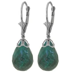 Genuine 29.6 ctw Green Sapphire Corundum Earrings Jewelry 14KT White Gold - REF-40W7Y