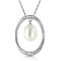 Genuine 4.1 ctw Pearl & Diamond Necklace Jewelry 14KT White Gold - REF-99H3X