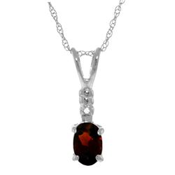 Genuine 0.46 ctw Garnet & Diamond Necklace Jewelry 14KT White Gold - REF-21P6H