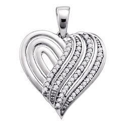 0.15 CTW Diamond Heart Love Pendant 10KT White Gold - REF-16X4Y