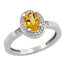 Natural 1.08 ctw Citrine & Diamond Engagement Ring 10K White Gold - REF-25Y5X