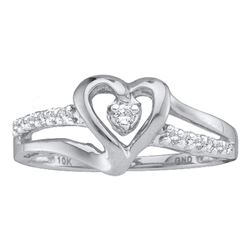 0.12 CTW Diamond Solitaire Heart Ring 14KT White Gold - REF-24X2Y