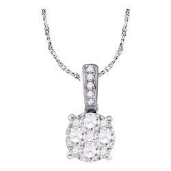 0.23 CTW Diamond Circle-shape Larissa Cluster Pendant 18KT White Gold - REF-41X9Y