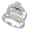 Image 1 : 0.40 CTW His & Hers Diamond Cluster Matching Bridal Ring 10KT Two-tone Gold - REF-49K5W