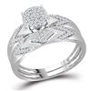 Image 2 : 0.40 CTW His & Hers Diamond Cluster Matching Bridal Ring 10KT Two-tone Gold - REF-49K5W