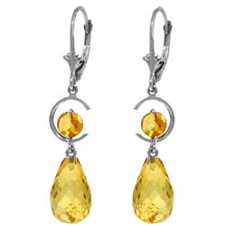 Genuine 11 ctw Citrine Earrings Jewelry 14KT White Gold - REF-46A7K