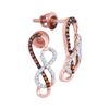Image 1 : 0.15 CTW Red Color Diamond Infinity Screwback Earrings 10KT Rose Gold - REF-20X9Y