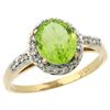 Image 1 : Natural 1.49 ctw Peridot & Diamond Engagement Ring 14K Yellow Gold - REF-32N5G
