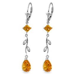 Genuine 3.97 ctw Citrine & Diamond Earrings Jewelry 14KT White Gold - REF-44P9H