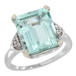 Natural 5.44 ctw aquamarine & Diamond Engagement Ring 10K White Gold - REF-64W7K