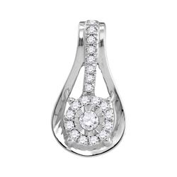 0.13 CTW Diamond Flower Teardrop Pendant 10KT White Gold - REF-12Y2X