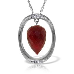 Genuine 13.1 ctw Ruby & Diamond Necklace Jewelry 14KT White Gold - REF-122T8A