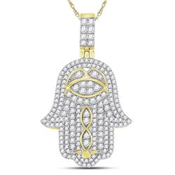 1.46 CTW Diamond Pendant 10KT Yellow Gold - REF-122Y5M