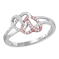 0.15 CTW Diamond Double Linked Heart Ring 10KT Two-tone Gold - REF-14Y9X