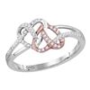 Image 1 : 0.15 CTW Diamond Double Linked Heart Ring 10KT Two-tone Gold - REF-14Y9X