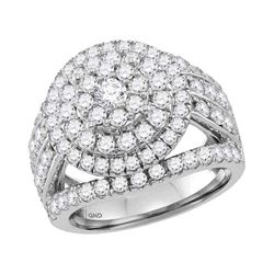 3.03 CTW Diamond Flower Cluster Bridal Engagement Ring 14KT White Gold - REF-277H4M