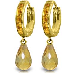 Genuine 5.35 ctw Citrine Earrings Jewelry 14KT Yellow Gold - REF-43P6H