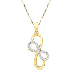 0.16 CTW Diamond Linked Double Infinity Pendant 10KT Yellow Gold - REF-13Y4X