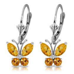 Genuine 1.24 ctw Citrine Earrings Jewelry 14KT White Gold - REF-38K2V