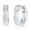 Image 1 : 0.06 CTW Diamond Single Row Huggie Earrings 10KT White Gold - REF-10X5Y