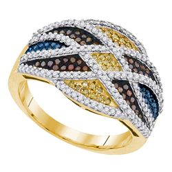 0.76 CTW Multicolor Diamond Fashion Ring 10KT Yellow Gold - REF-71H9M