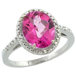 Natural 2.42 ctw Pink-topaz & Diamond Engagement Ring 14K White Gold - REF-34R7Z