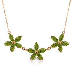 Genuine 4.2 ctw Peridot Necklace Jewelry 14KT Rose Gold - REF-60F7Z