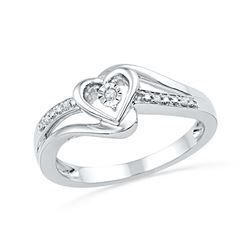 0.03 CTW Diamond Heart Love Promise Bridal Ring 10KT White Gold - REF-16H4M