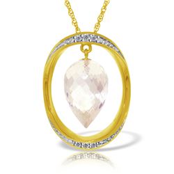 Genuine 12.35 ctw White Topaz & Diamond Necklace Jewelry 14KT Yellow Gold - REF-112R8P