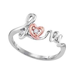 0.02 CTW Diamond Heart Love Ring 10KT Two-tone Gold - REF-9N7F