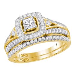 0.98 CTW Diamond Bridal Wedding Engagement Ring 14KT Yellow Gold - REF-142X4Y