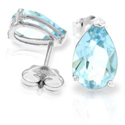 Genuine 3.15 ctw Aquamarine Earrings Jewelry 14KT White Gold - REF-30F2Z