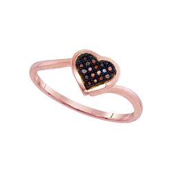 0.05 CTW Red Color Diamond Heart Love Cluster Ring 10KT Rose Gold - REF-11M2H