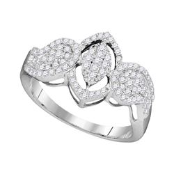 0.45 CTW Diamond Oval Cluster Ring 10KT White Gold - REF-26X9Y