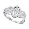 Image 1 : 0.45 CTW Diamond Oval Cluster Ring 10KT White Gold - REF-26X9Y