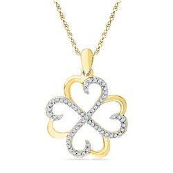 0.20 CTW Diamond Heart Love Pendant 10KT Yellow Gold - REF-19H4M