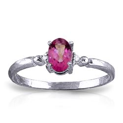 Genuine 0.46 ctw Pink Topaz & Diamond Ring Jewelry 14KT White Gold - REF-27Y3F