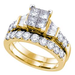 1 CTW Princess Diamond Invisible-set Bridal Engagement Ring 14k Yellow Gold - REF-134W9K