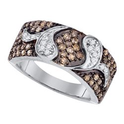 0.85 CTW Cognac-brown Color Diamond Cocktail Ring 10KT White Gold - REF-49H5M